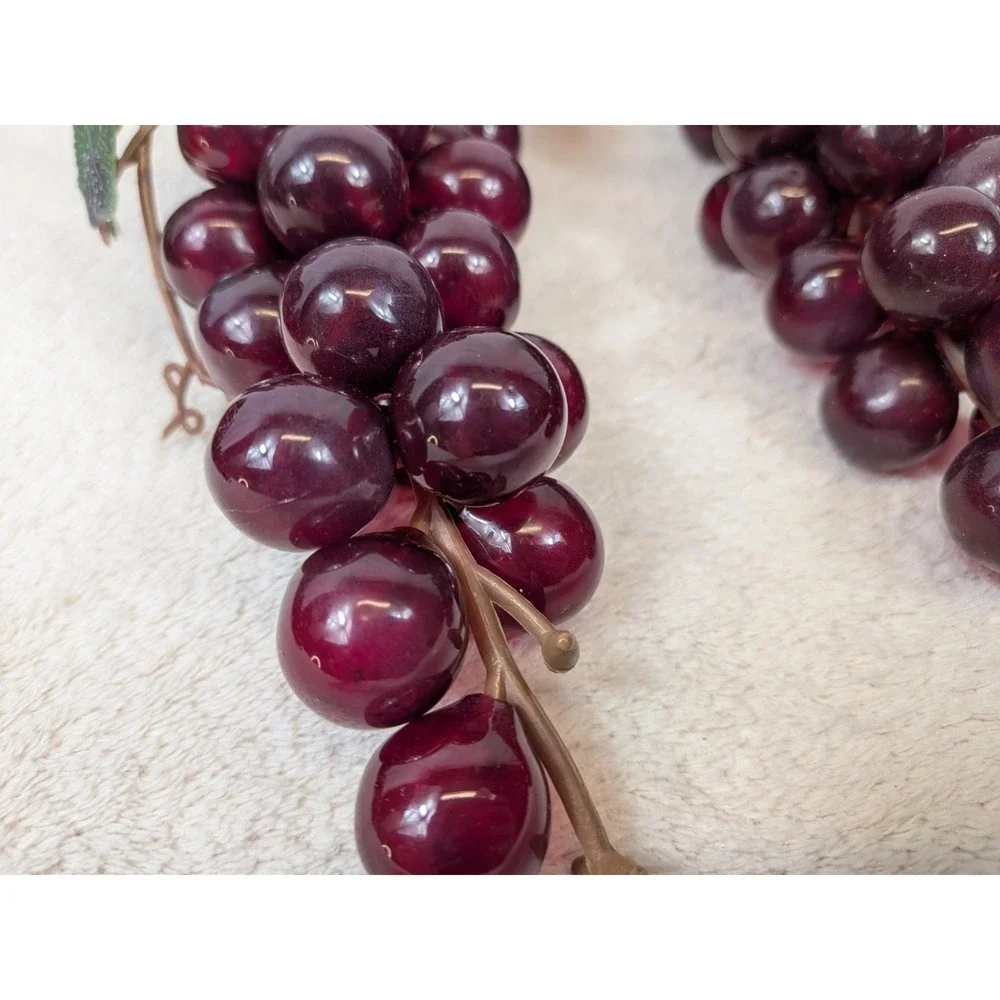 Vintage Artificial Purple Grapes Clusters Lot of 4 Faux Fruit MCM Kitchen Decor‎